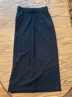 Zara Black Midi Skirt with Drawstring Waist